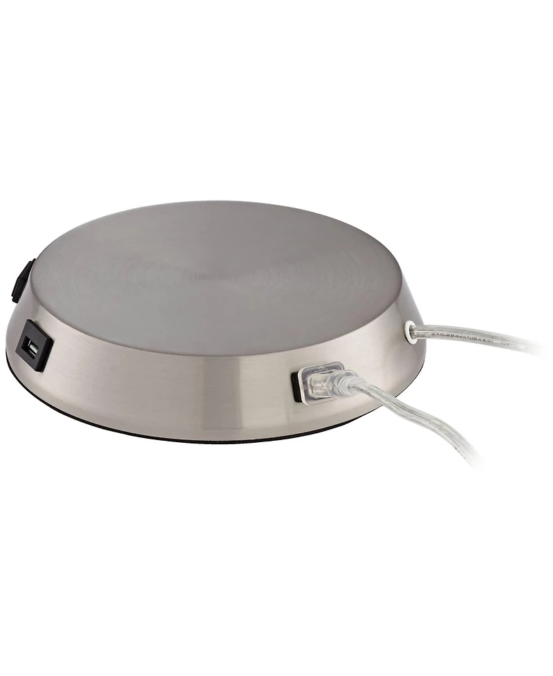 360 Lighting 1 3/4" High Lamp Base Universal Charging Usb-Outlet Workstation Silver Nickel Finish Metal Living Room Charging