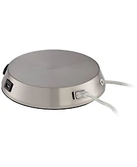 360 Lighting 1 3/4" High Lamp Base Universal Charging Usb-Outlet Workstation Silver Nickel Finish Metal Living Room Charging