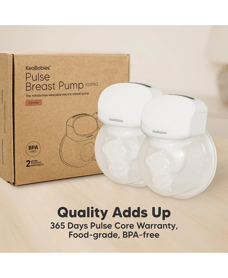 KeaBabies Pulse S10 Pro Breast Pump, Hands Free Double Electric Breast Pumps, Wearable Breastfeeding Pump Portable, 24mm Flange