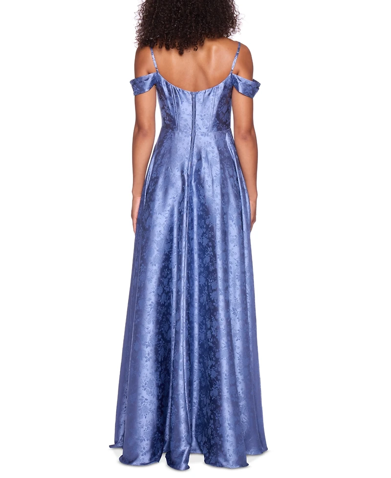 B Darlin Juniors' Sweetheart-Neck Jacquard Gown, Created for Macy's