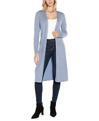 Belldini Black Label Women's Rhinestone-Trim Belted Duster Cardigan Zip Up sweater