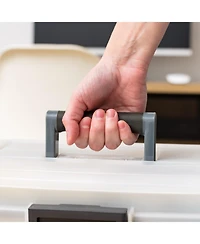 Iris Usa File Box WeatherPro Portable File Organizer Plastic File Box for Letter File w/ Organizer-Lid, Durable Lid and Seal w/ Secure Latching Buckle