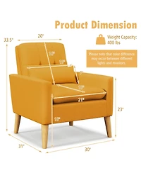 Slickblue Accent Chair with Lumbar Pillow Natural Rubber Wood Legs Padded Cushions