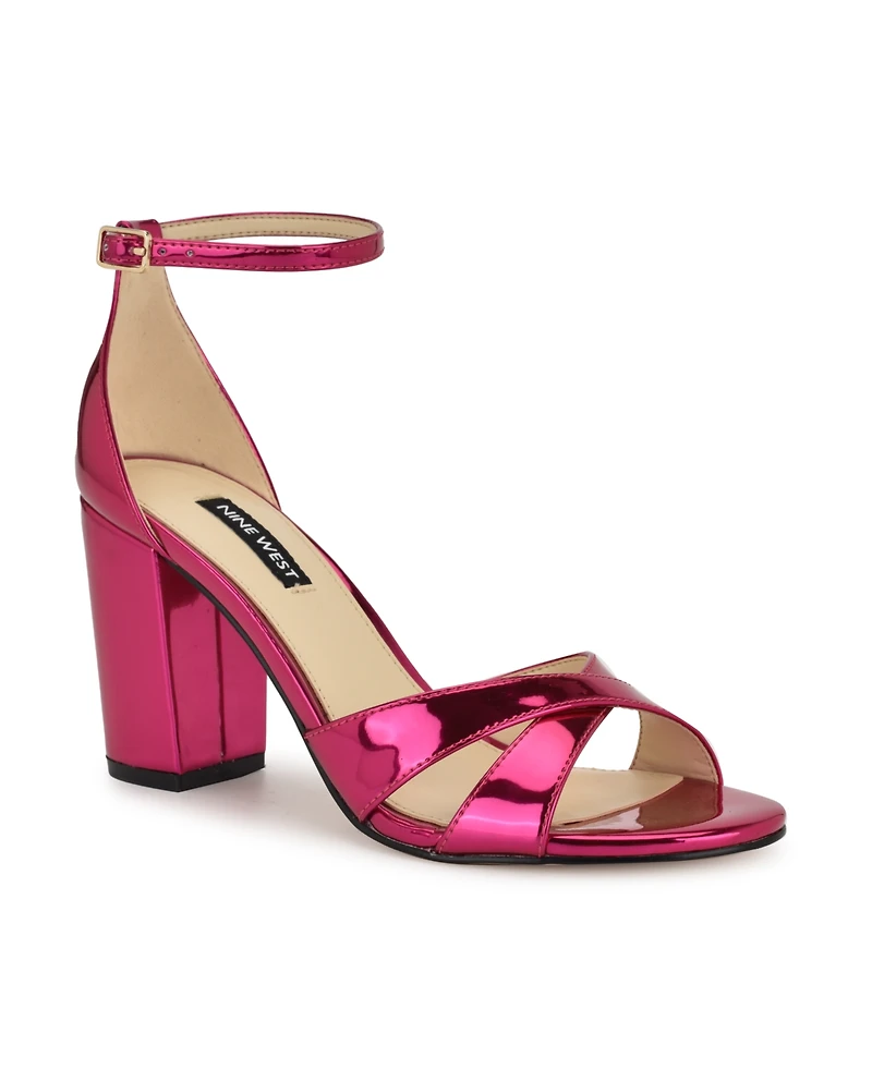 Nine West Women's Saile Criss-Cross High Block Heel Sandals