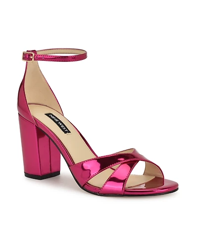 Nine West Women's Saile Criss-Cross High Block Heel Sandals
