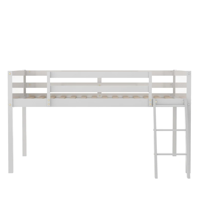 Streamdale Full Wood Low Loft Bed with Ladder