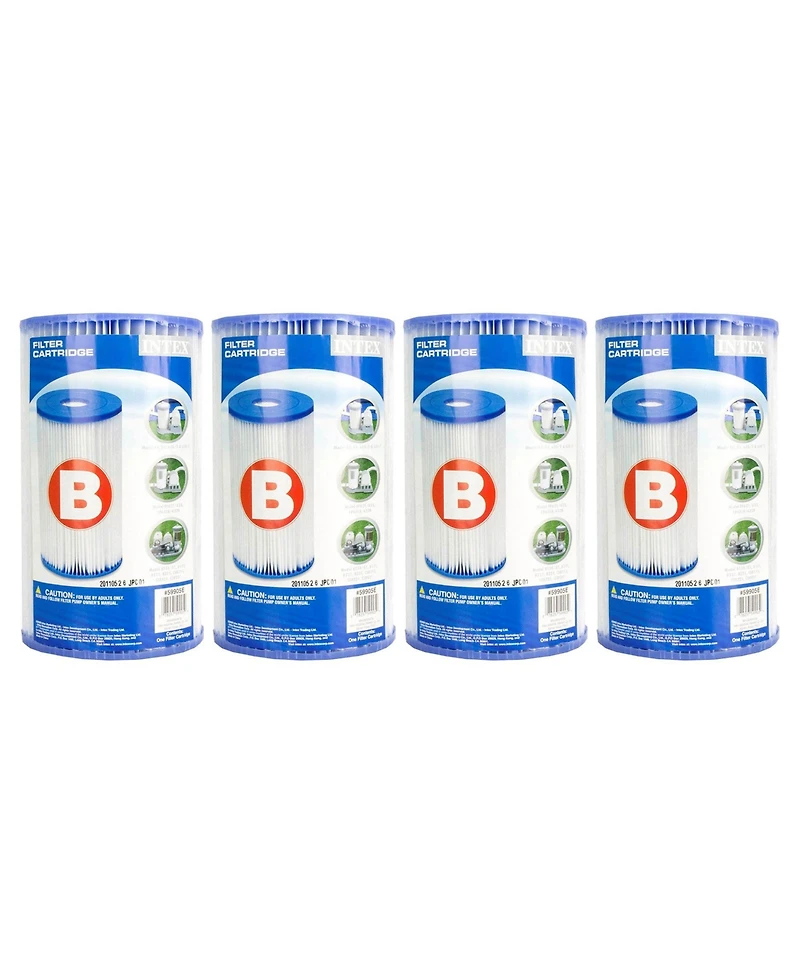 Intex Easy Set Type B Replacement Filter Cartridge for Swimming Pools, (4 Pack