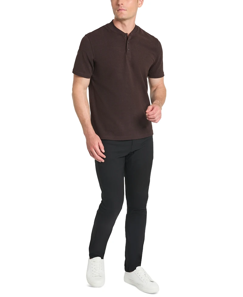 Kenneth Cole Men's Textured-Knit Bomber-Collar Performance Henley