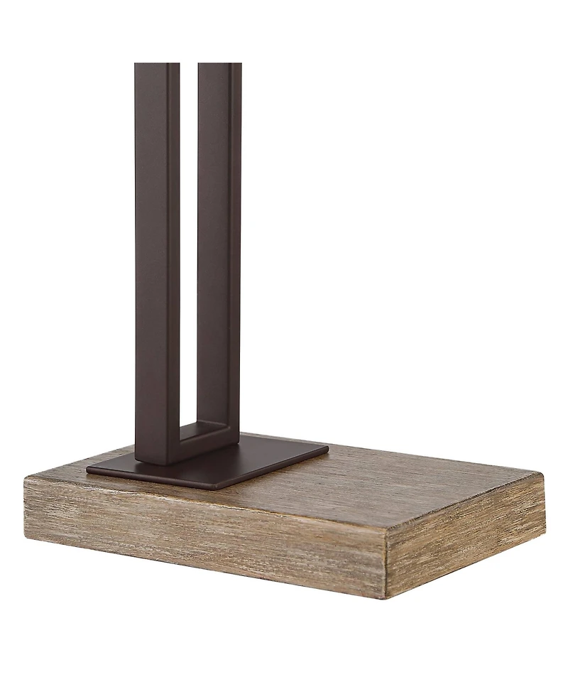 Maricopa Rustic Farmhouse Desk Table Lamp with Usb and Ac Power Outlet in Base 21.25" High Bronze Wood Mica Shade for Living Room Bedroom House Bedsid