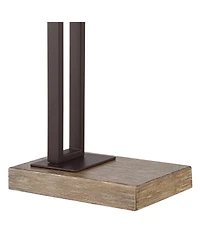 Maricopa Rustic Farmhouse Desk Table Lamp with Usb and Ac Power Outlet in Base 21.25" High Bronze Wood Mica Shade for Living Room Bedroom House Bedsid