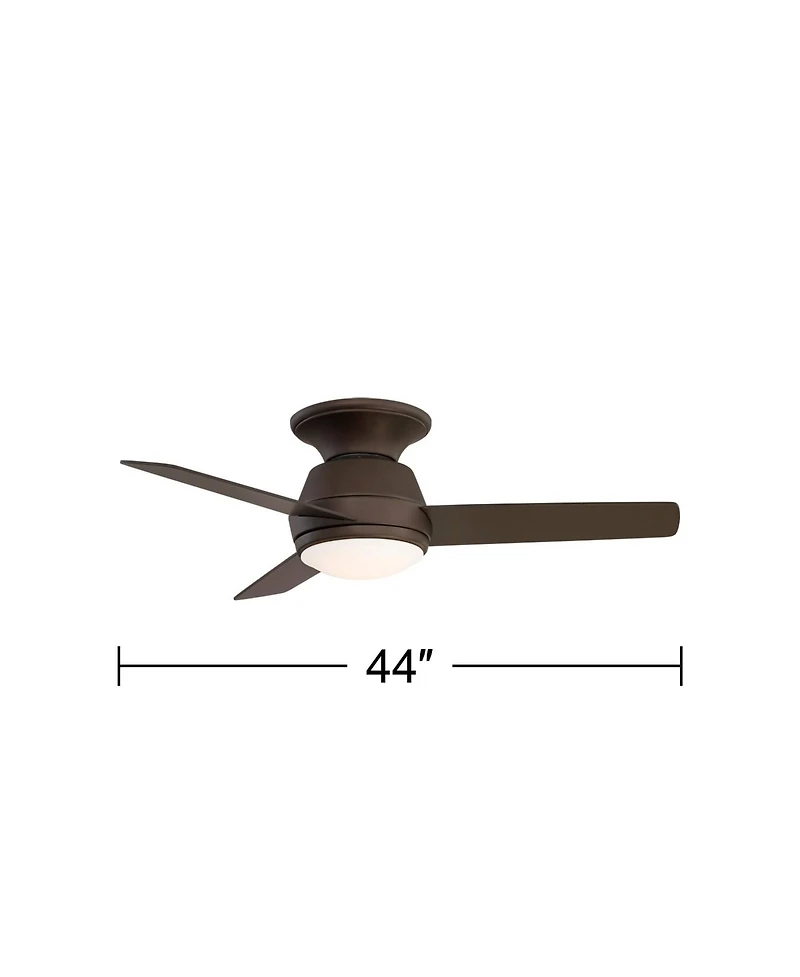 44" Casa Vieja Marbella Breeze Modern Indoor Hugger Ceiling Fan with Dimmable Led Light Remote Control Bronze Opal Glass for Living Room Kitchen
