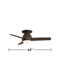 44" Casa Vieja Marbella Breeze Modern Indoor Hugger Ceiling Fan with Dimmable Led Light Remote Control Bronze Opal Glass for Living Room Kitchen