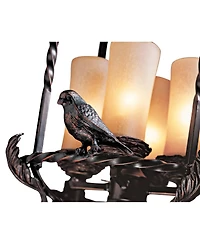 Song Birds Wrought Iron Bronze Pendant Chandelier 13 1/2" Wide Rustic Cage Scavo Glass 4-Light Fixture for Dining Room House Foyer Kitchen Island