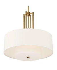 Possini Euro Design Sundry Warm Brass Pendant Chandelier 24" Wide Modern Double Drum Shades 4-Light Fixture for Dining Room House Foyer Kitchen I