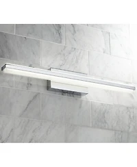 Possini Euro Design Modern Wall Light Led Chrome Hardwired 31 1/4" Wide Light Bar Fixture White Glass for Bathroom Vanity Mirror