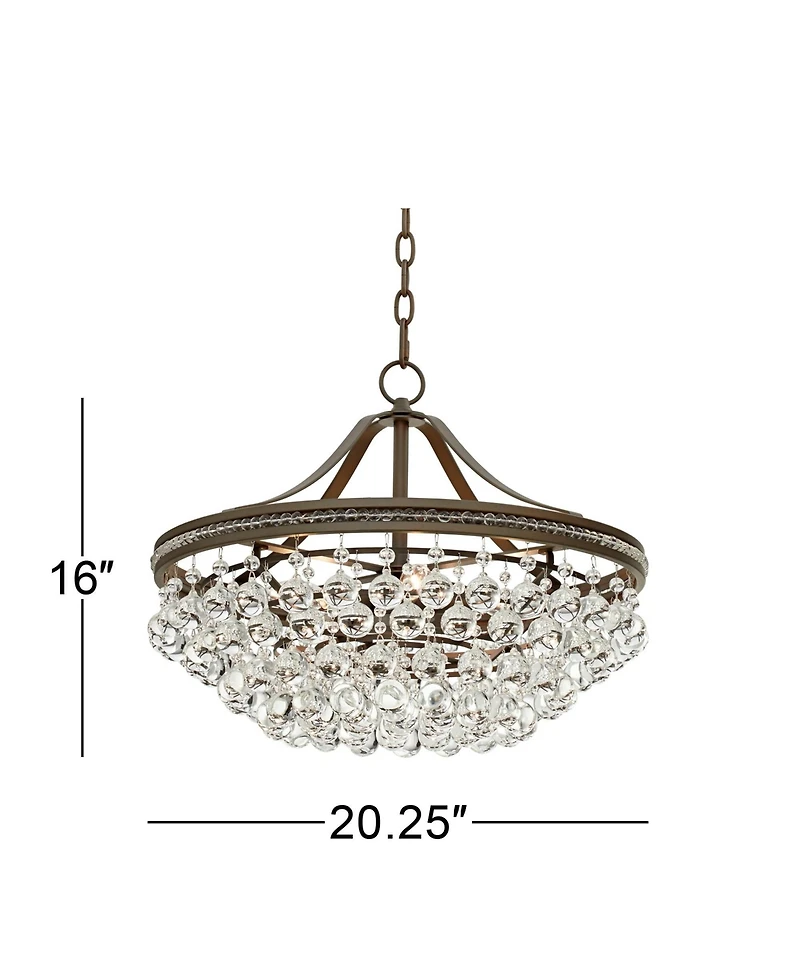 Vienna Full Spectrum Wohlfurst Bronze Pendant Chandelier 20 1/4" Wide Clear Crystal 5-Light Fixture for Dining Room House Foyer Kitchen Island Be