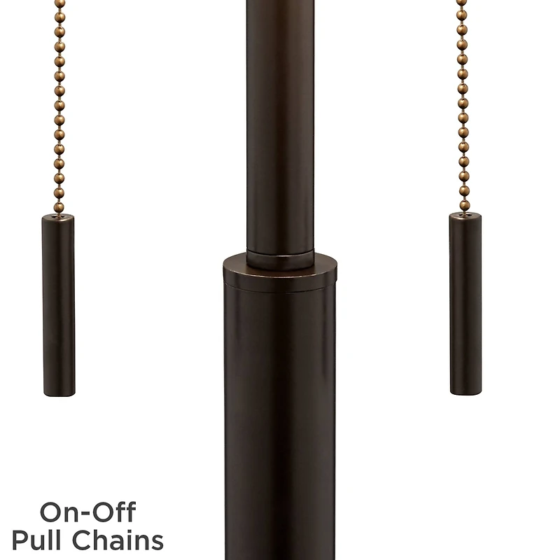 Franklin Iron Works Bernie Industrial Table Lamps 25" High Set of 2 Rich Bronze with Usb Charging Port Tan Drum Shade for Bedroom Living Room Bed