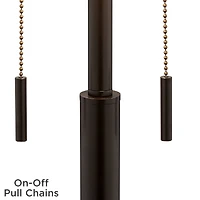 Franklin Iron Works Bernie Industrial Table Lamps 25" High Set of 2 Rich Bronze with Usb Charging Port Tan Drum Shade for Bedroom Living Room Bed