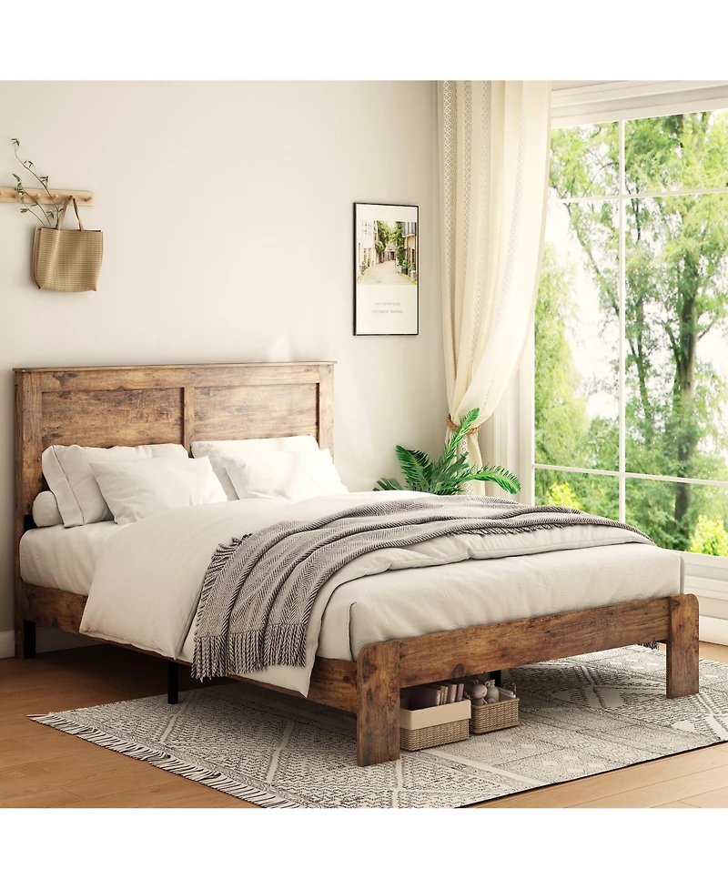 Streamdale King Wood Platform Bed Frame, Noise Free, Easy Assembly, Under Bed Storage