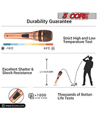5 Core Mic Karaoke Dynamic Handheld Xlr Microphone for Professional Vocal Recording Live Stage Singing Music Neodymium 1/4 Corded Wired Microfono