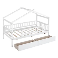 Streamdale Twin Wooden House Bed With Two Drawers