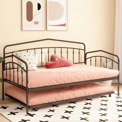 Streamdale Furniture Fox twin daybed with twin trundle, Black