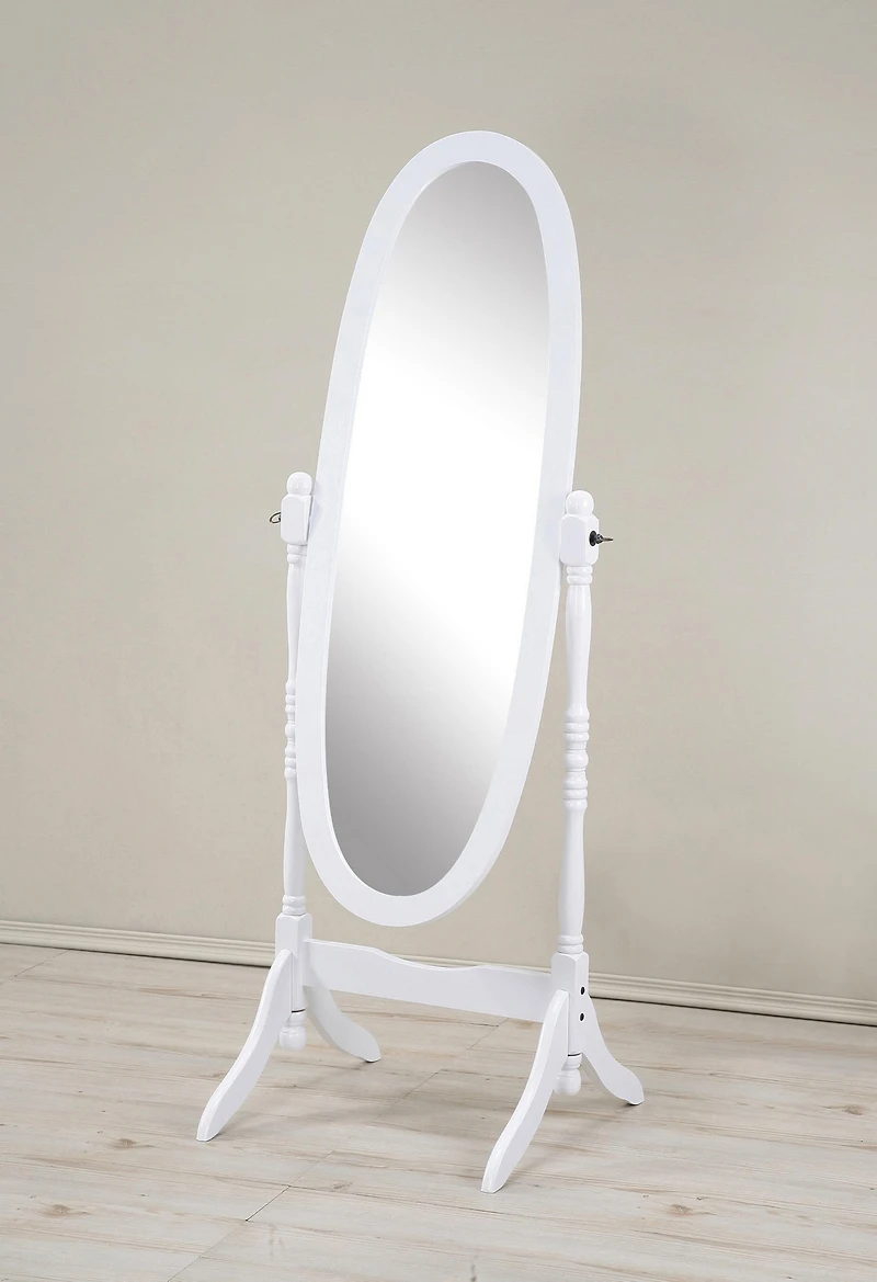 Streamdale Traditional Queen Anna Style Wood Floor Cheval Mirror, White Finish