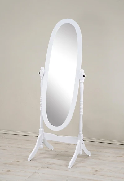 Streamdale Traditional Queen Anna Style Wood Floor Cheval Mirror, White Finish