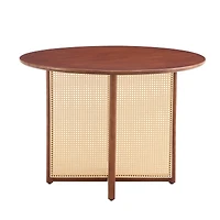 Streamdale Retro Chinese Solid Wood Round Imitation Rattan Table Desk