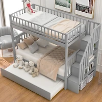 Streamdale Twin Over Twin Bunk Bed With Trundle And Storage