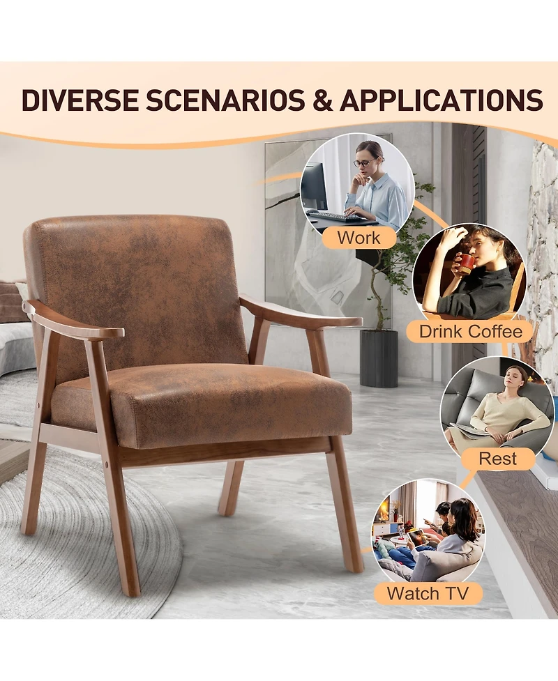 Streamdale Mid-Century Velvet & Wood Accent Chair for Comfort and Style