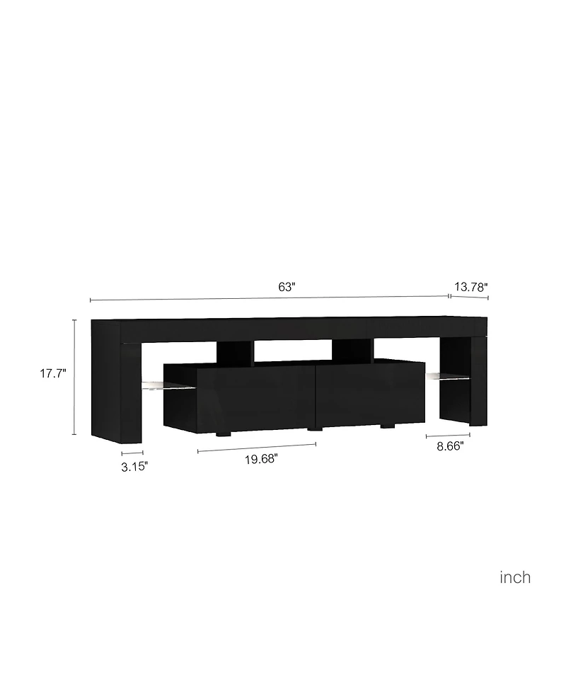 Streamdale Led Tv Stand for 65" TVs, Modern Console, Black