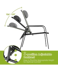 Slickblue 3 Pieces Patio Bistro Furniture Set with Adjustable Backrest