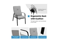 Slickblue 4 Patio Dining Stackable Chairs Set with High-Back Cushions