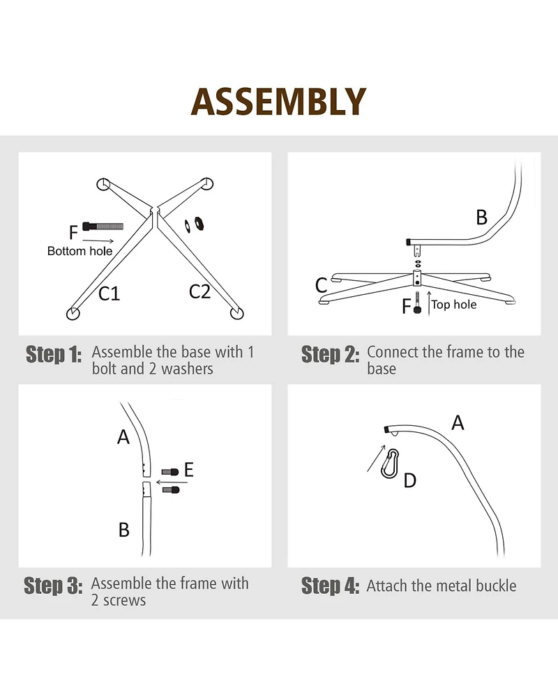 Slickblue Solid Steel C Hammock Frame Stand