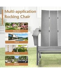 Slickblue Adirondack Rocking Chair with Curved Back for Balcony-Grey