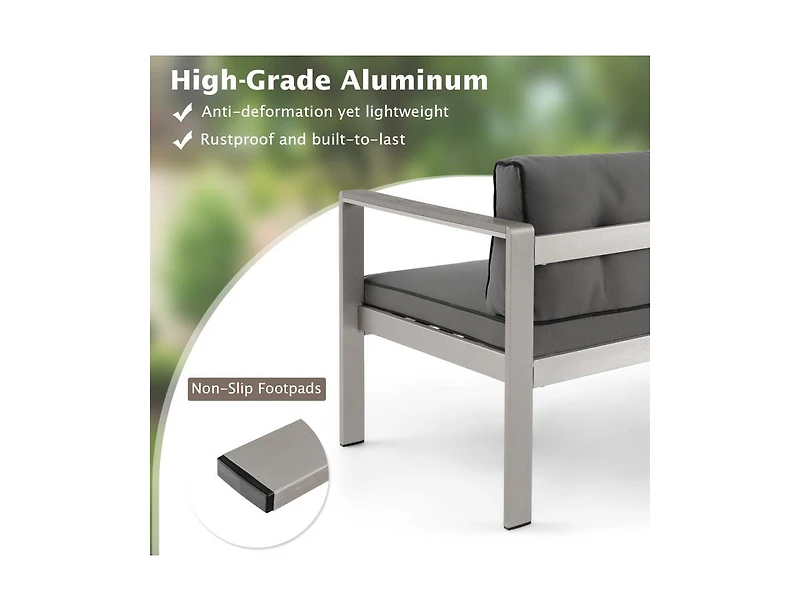 Slickblue Contemporary 2-Person Sofa Chair with Wpc Armrests for Balcony Backyard Porch