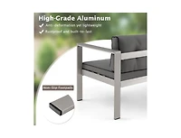 Slickblue Contemporary 2-Person Sofa Chair with Wpc Armrests for Balcony Backyard Porch
