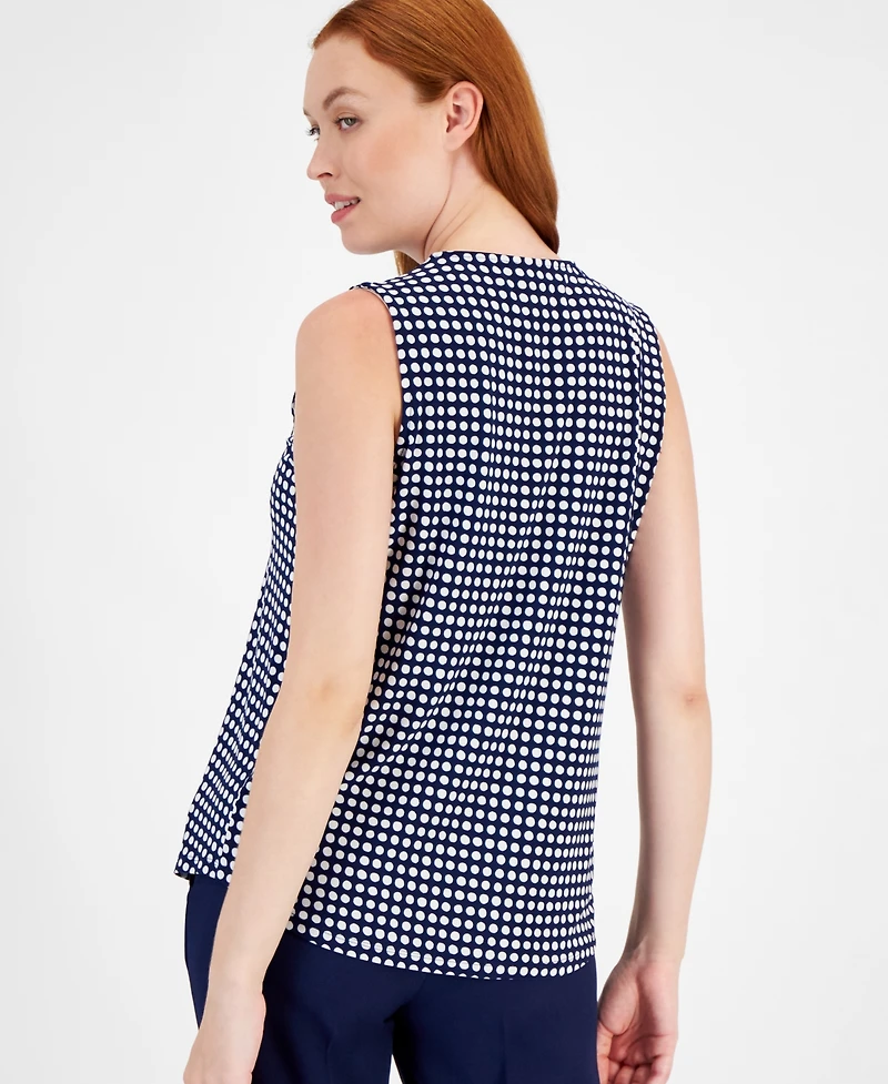 Anne Klein Women's Printed Sleeveless V-Neck Shell Top