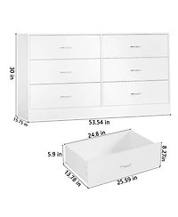 Sugift 6 Drawer White Dresser for Bedroom Versatile Chests of Drawers