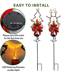 2-Pack Solar Candle Pathway Lights Outdoor Waterproof