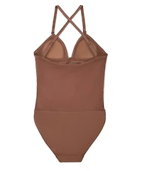 Capezio Girls Plunge Neck Mesh Midriff Leotard