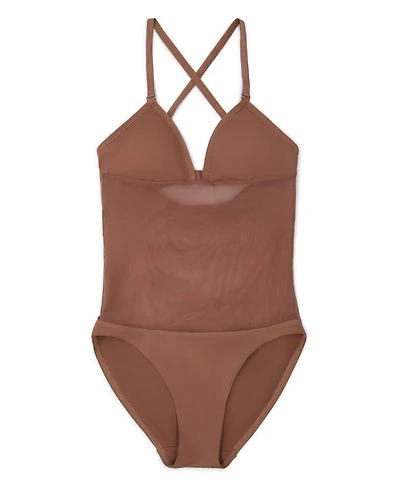 Capezio Girls Plunge Neck Mesh Midriff Leotard