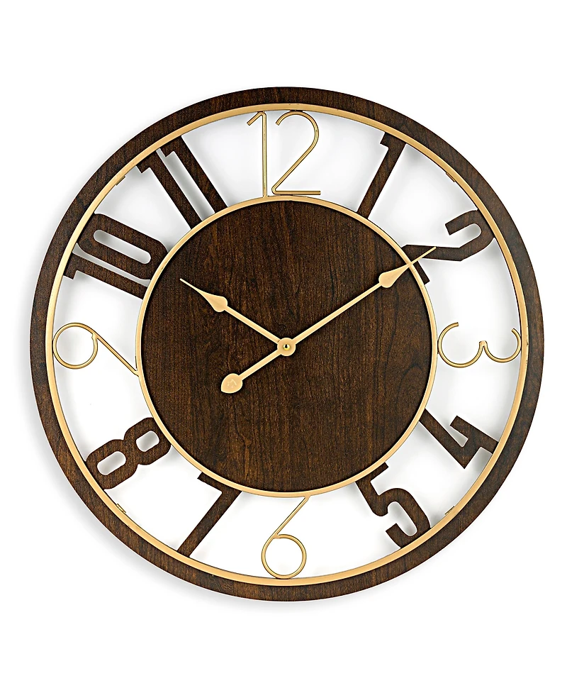Sorbus 24" Modern Wooden Wall Clock - Sleek Design, Analog Display - Complements Various Styles (Brown)