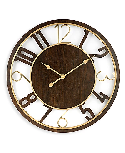 Sorbus 24" Modern Wooden Wall Clock - Sleek Design, Analog Display - Complements Various Styles (Brown)