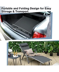 Gymax 2PCS Patio Lounge Chair Rustproof Aluminum Folding Chaise w/ Adjustable Backrest & Footrest