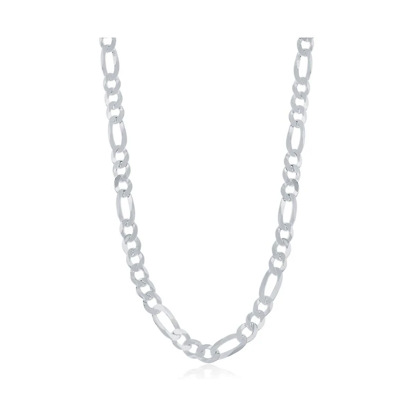 Simona Sterling Silver 5.8mm Figaro Chain -Rohdium Plated