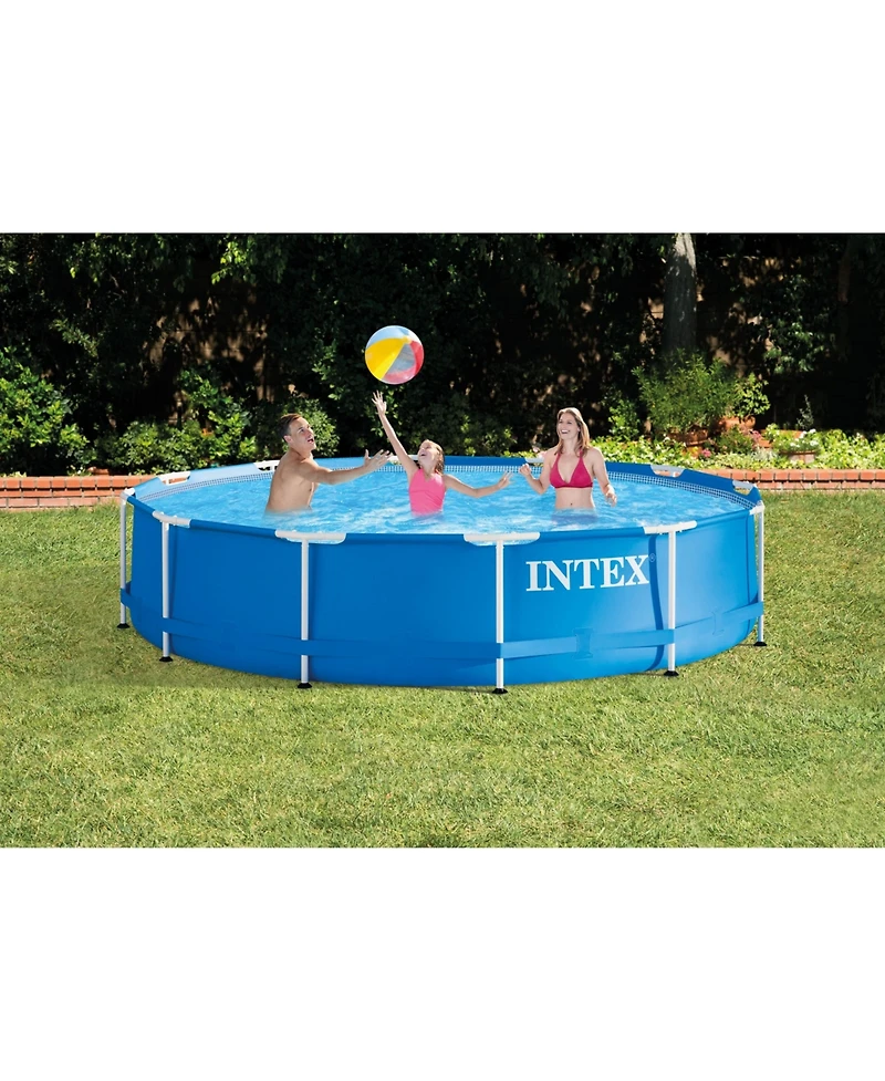 Intex 12' x 30" Metal Frame Above Ground Pool, Filter, Cover, & Maintenance Kit