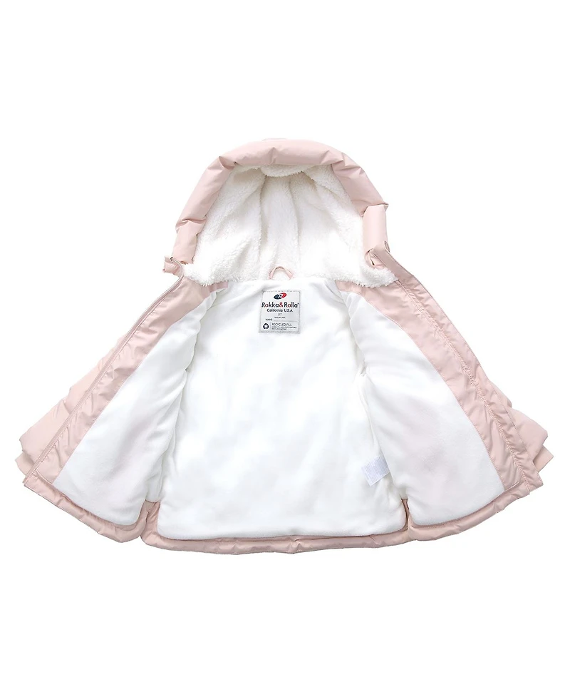 Rokka&Rolla Toddler Girls Fleece Lined Heart Puffer Jacket 2T-5T