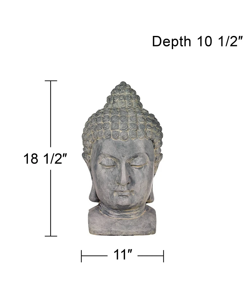 John Timberland Meditating Buddha Head Statue Sculpture Zen Asian Garden Decor Outdoor Front Porch Gray Faux Stone 18 1/2" Tall